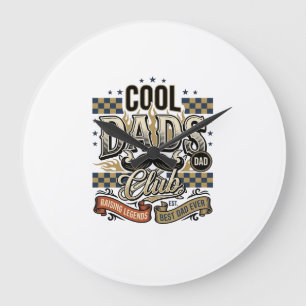 Cool Dads Club ビンテージ風彫刻 お父さんTシャツ デザイン_ ラージ壁時計