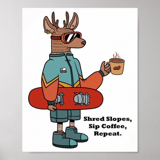 Cool Deer With A Snowboard  ポスター (正面)