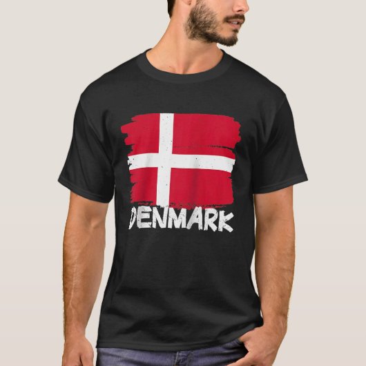 Cool Denmark Flag Raglan Baseball Tシャツ (正面)