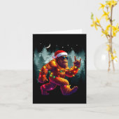 Cool Devil Horns Sasquatch Holiday Lights Christma カード (黄色い花)
