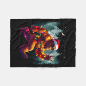 Cool Devil Horns Sasquatch Holiday Lights Christma フリースブランケット (正面(横))