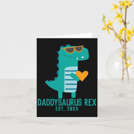 Cool Dino Daddysaurus Rex New Dad Fathers Day  カード (黄色い花)
