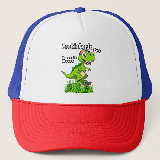 Cool Dino on a Skateboard キャップ (正面)