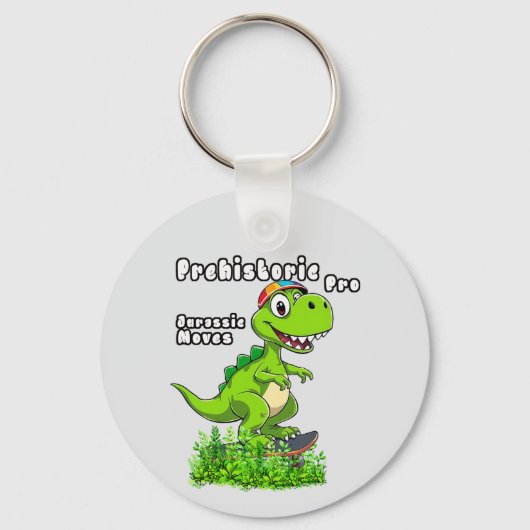 Cool Dino on a Skateboard キーホルダー (正面)