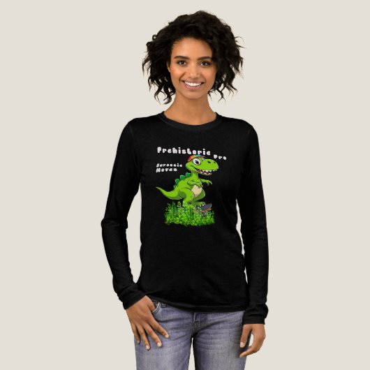 Cool Dino on a Skateboard トライブレンドＴシャツ (正面全体)
