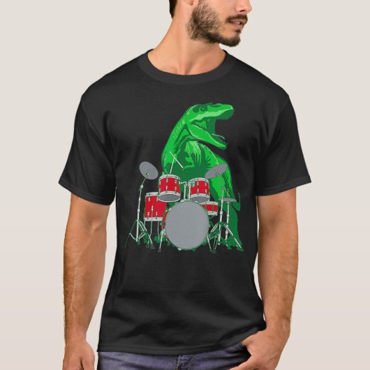 Cool Dinosaur Drummer Shirt - Best Gift For All Tシャツ (正面)
