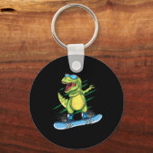 Cool Dinosaur Snowboarding Skiing Dabbing T Rex Sn キーホルダー (正面)