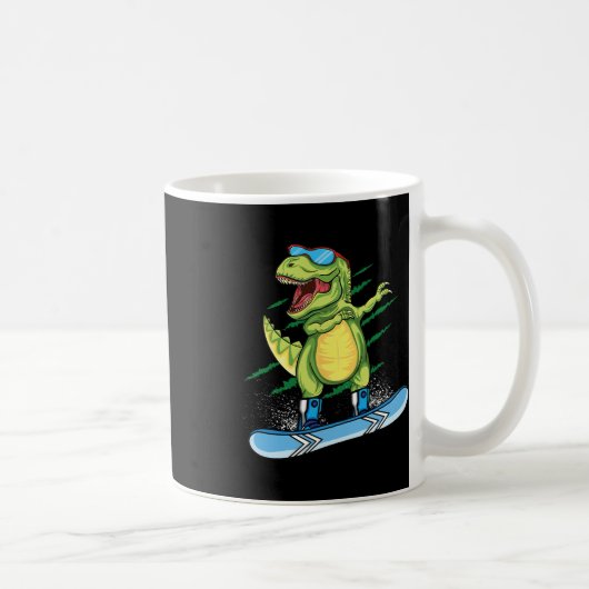 Cool Dinosaur Snowboarding Skiing Dabbing T Rex Sn コーヒーマグカップ (右)