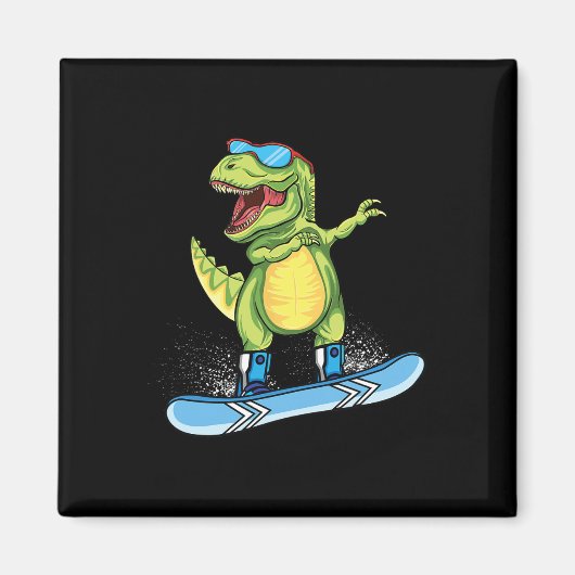 Cool Dinosaur Snowboarding Skiing Dabbing T Rex Sn マグネット (正面)