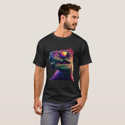 Cool dinosaur Tyrannosaurus Rex 2 Tシャツ (正面フル)