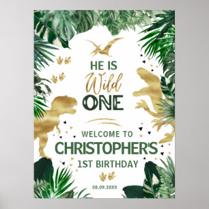 Cool Dinosaurs Birthday Party Welcome ポスター