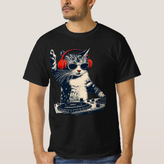 Cool DJ Cat , Funny Cat With Headphones , Stylish  Tシャツ