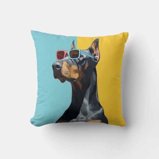 Cool Doberman with sunglasses クッション (正面)