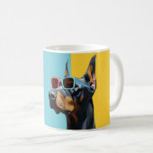 Cool Doberman with sunglasses コーヒーマグカップ (正面右)