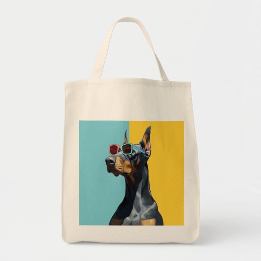 Cool Doberman with sunglasses トートバッグ (正面)