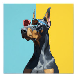 Cool Doberman with sunglasses フォトプリント