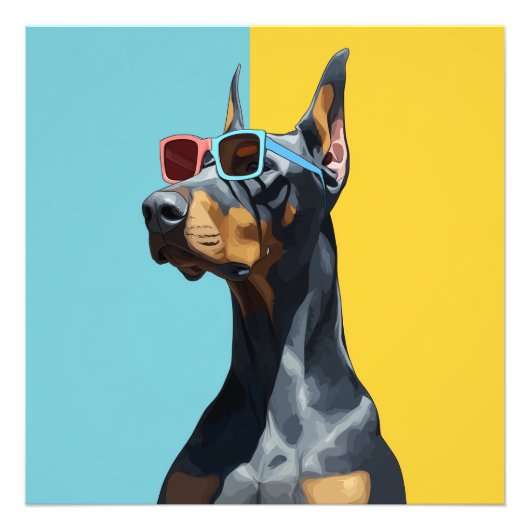 Cool Doberman with sunglasses フォトプリント (正面)