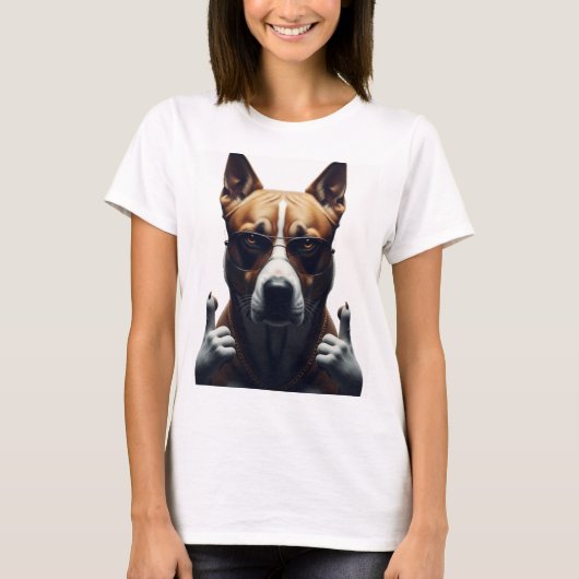 Cool Dog Attitude Shirt – Realistic Dog Streetwear Tシャツ (正面)