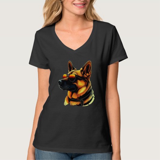 Cool Dog Face with Sunglasses Tシャツ (正面)