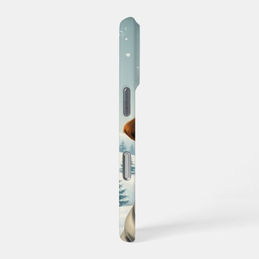 Cool Dog in Preppy Winter Attire and Hat   iPhoneケース (右側面)