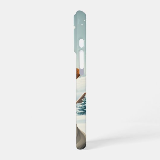 Cool Dog in Preppy Winter Attire and Hat   iPhoneケース (左側面)