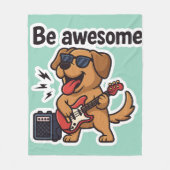 Cool Dog Rocking Guitar Sticker | Be Awesome Vibes フリースブランケット (正面)