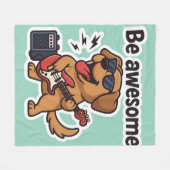 Cool Dog Rocking Guitar Sticker | Be Awesome Vibes フリースブランケット (正面(横))