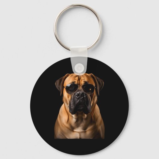 Cool Dog Sungles Bullmastiff Funny Look  キーホルダー (正面)
