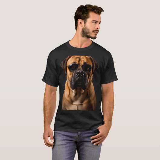 Cool Dog Sungles Bullmastiff Funny Look Tシャツ (正面フル)
