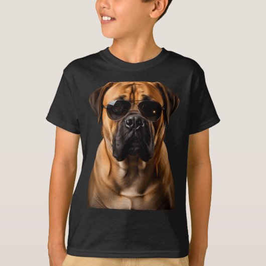 Cool Dog Sungles Bullmastiff Funny Look  Tシャツ (正面)