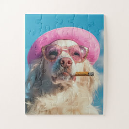  Cool Dog with Pink Hat Puzzle ジグソーパズル