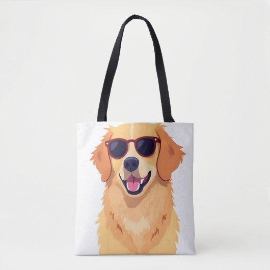 Cool Dog with Sunglasses Golde Retriever トートバッグ (正面)