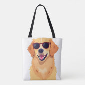 Cool Dog with Sunglasses Golde Retriever トートバッグ (裏面)