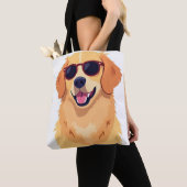 Cool Dog with Sunglasses Golde Retriever トートバッグ (クローズアップ)