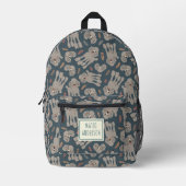 Cool Dogs with Plants Personalized Name Green プリントバックパック (正面)