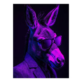 Cool Donkey with Sunglasses and Neon Suit Urban ポスター