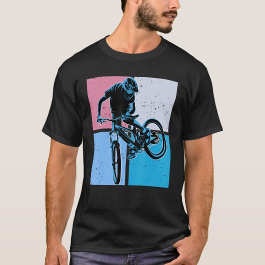 Cool DownHill Mountain Bike Design for Hardcore Cy Tシャツ (正面)