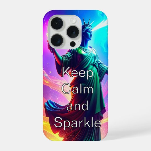 Cool Dramatic Lady Liberty Keep Calm and Sparkle iPhoneケース (裏面)
