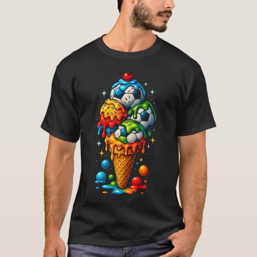 Cool Dripping Soccer Art Sports Illustration Tシャツ (正面)