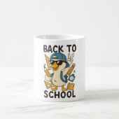 Cool Duck Back to School Design Funny Cartoon Goos コーヒーマグカップ (中央)