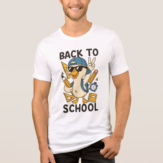 Cool Duck Back to School Design Funny Cartoon Goos トライブレンドＴシャツ (正面)