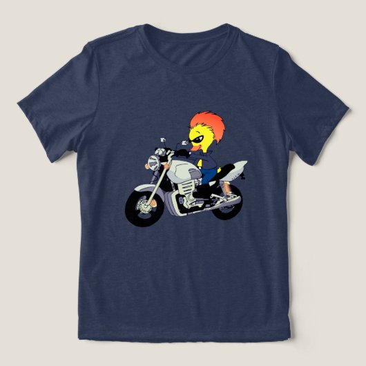 Cool Duck Riding a Motorcycle トライブレンドTシャツ (デザイン正面)