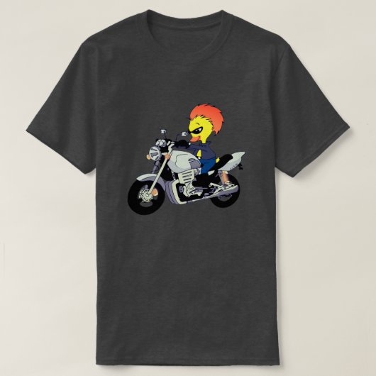 Cool Duck Riding a Motorcycle Tシャツ (デザイン正面)