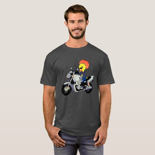 Cool Duck Riding a Motorcycle Tシャツ (正面フル)