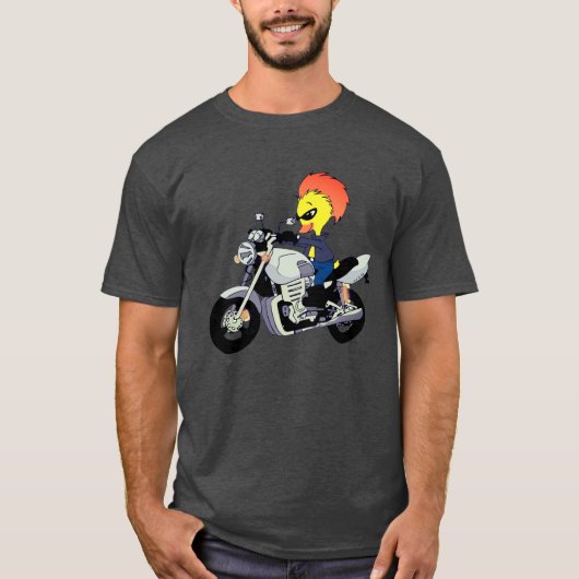 Cool Duck Riding a Motorcycle Tシャツ (正面)