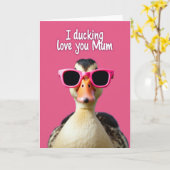 Cool Duck Sunglasses Portrait Card カード (黄色い花)