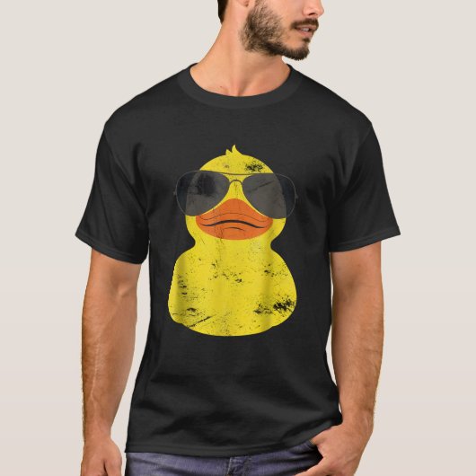 Cool Duckie Sunglasses Duckling Funny Ducky Rubber Tシャツ (正面)