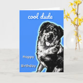 Cool Dude Australian Shephard Folded Greeting Card カード (黄色い花)