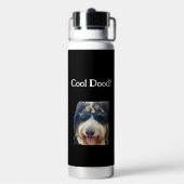 Cool Dude Dog Wearing Sun Glasses Water Bottle ウォーターボトル (背面)