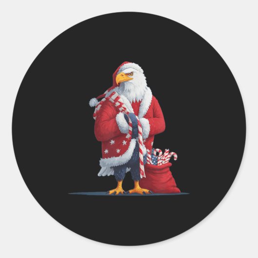Cool Eagle In Xmas Mood For A Nice Usa Look ラウンドシール (正面)